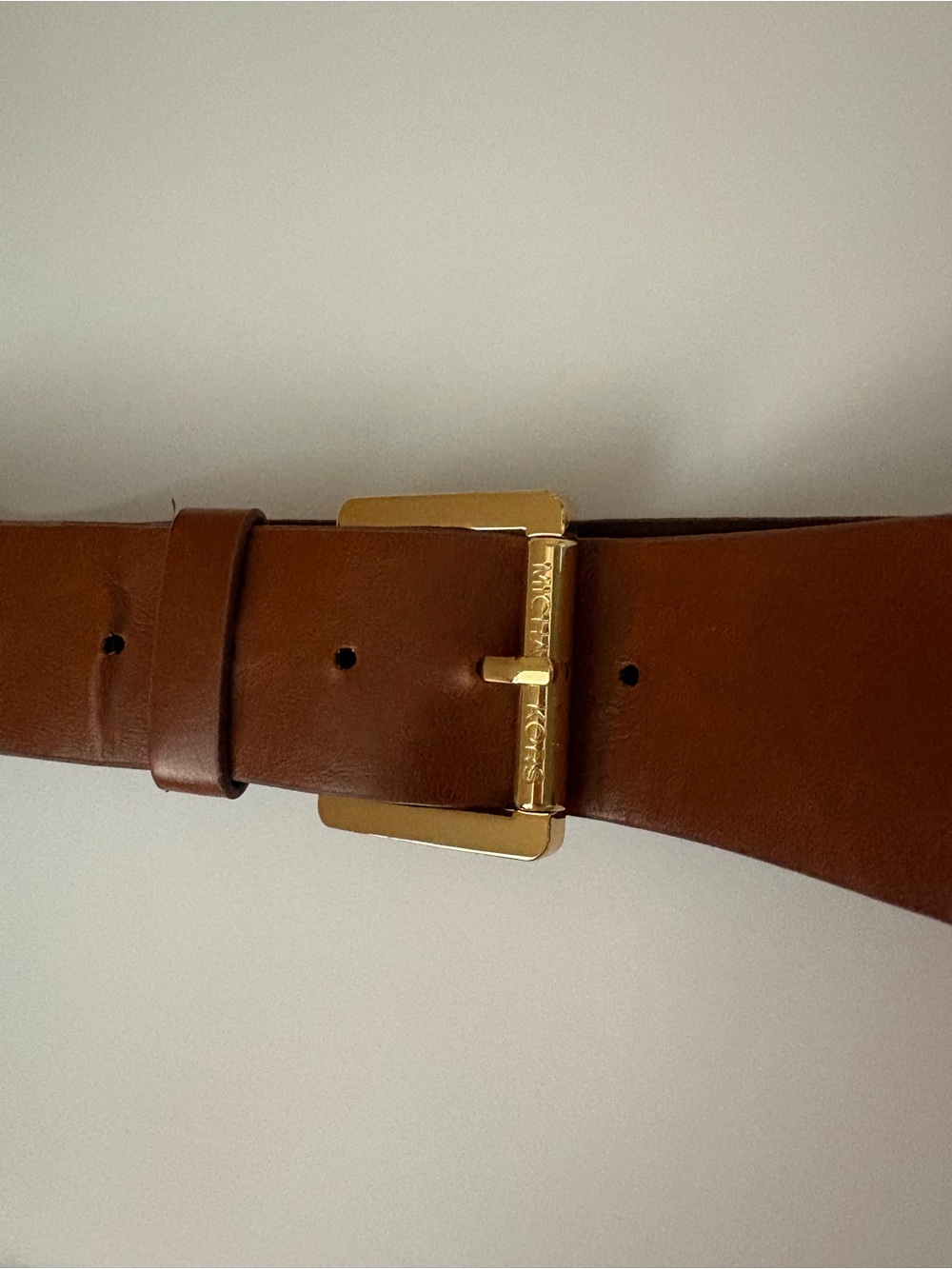 Michael Kors Brown Leather Belt with Gold-Tone Buckle Sz XS - Picture 4 of 5